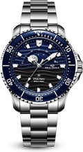 SEA-GULL Reloj divisorio 300M impermeable automático reloj de pulsera mecánico fase lunar luminiscente hombres relojes 816.32.1215