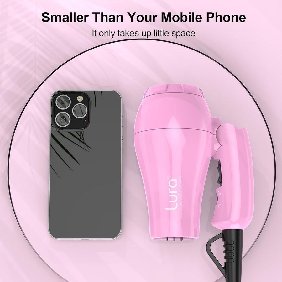 Dreyr Mini - Secador de pelo plegable para viajes internacionales,...
