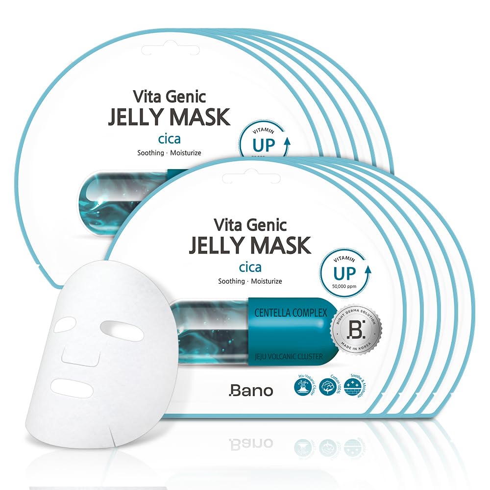 Bano Vita Genic Jelly Face CICA Mask 10EA - Mascarilla calmante e h...