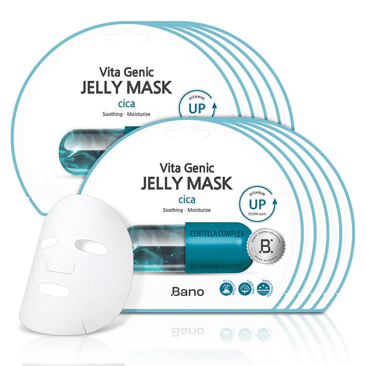 Bano Vita Genic Jelly Face CICA Mask 10EA - Mascarilla calmante e h...
