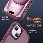 SKYLMW - Funda compatible con iPhone 15, con soporte magnético invisible tipo anillo, funda translúcida de grado militar para iPhone 15 de 6.1 pulgadas, compatible con MagSafe, rojo vino