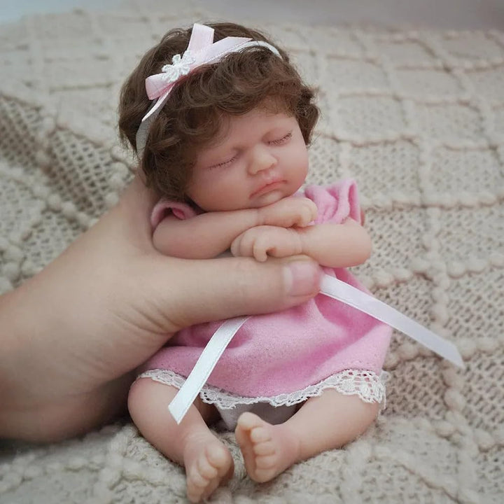 MYREBABY Muñeca de bebé de silicona mini de 7 pulgadas, muñeca reci...