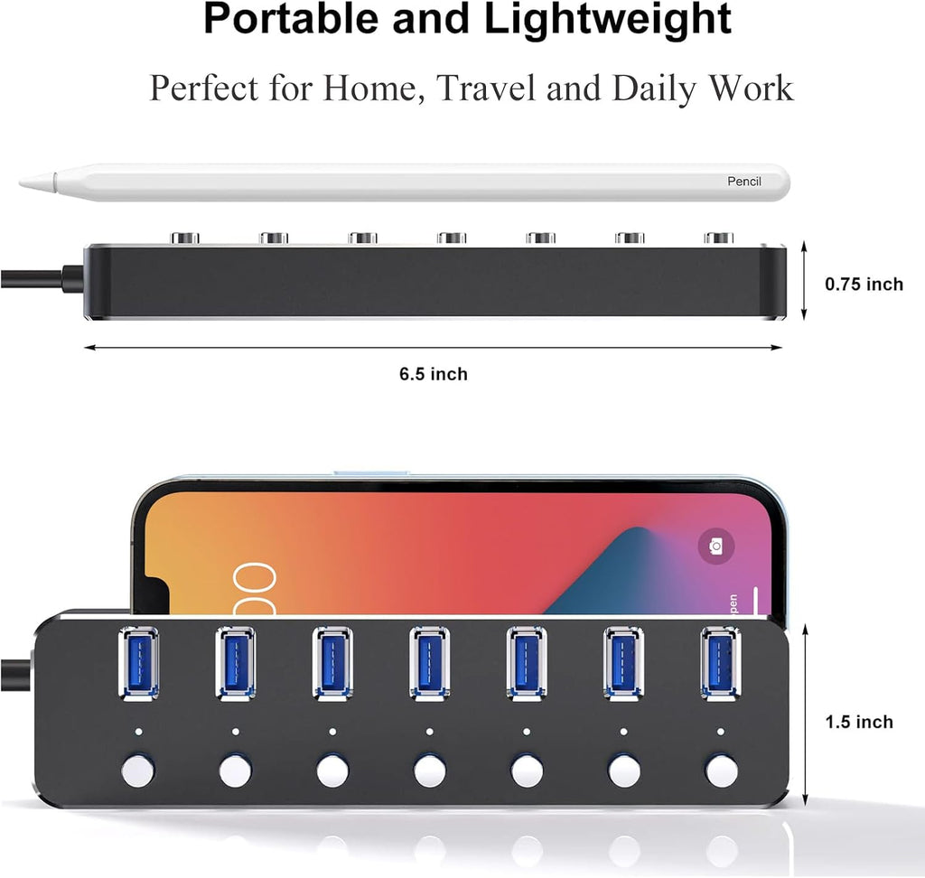 PLERAVOX, hub USB 3.0 de 7 puertos