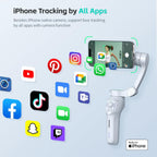 COMITOK MOGO Solo para iPhone, estabilizador de cardán para iPhone, [certificado MFi] cardán de teléfono con seguimiento facial de 360 grados para grabación de video