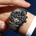 OLEVS Relojes Automáticos para Hombres Lujo Reloj Mecánico esqueleto Autoa Tono Cuerda continua Fecha a prueba de agua Luminoso Reloj para Hombres