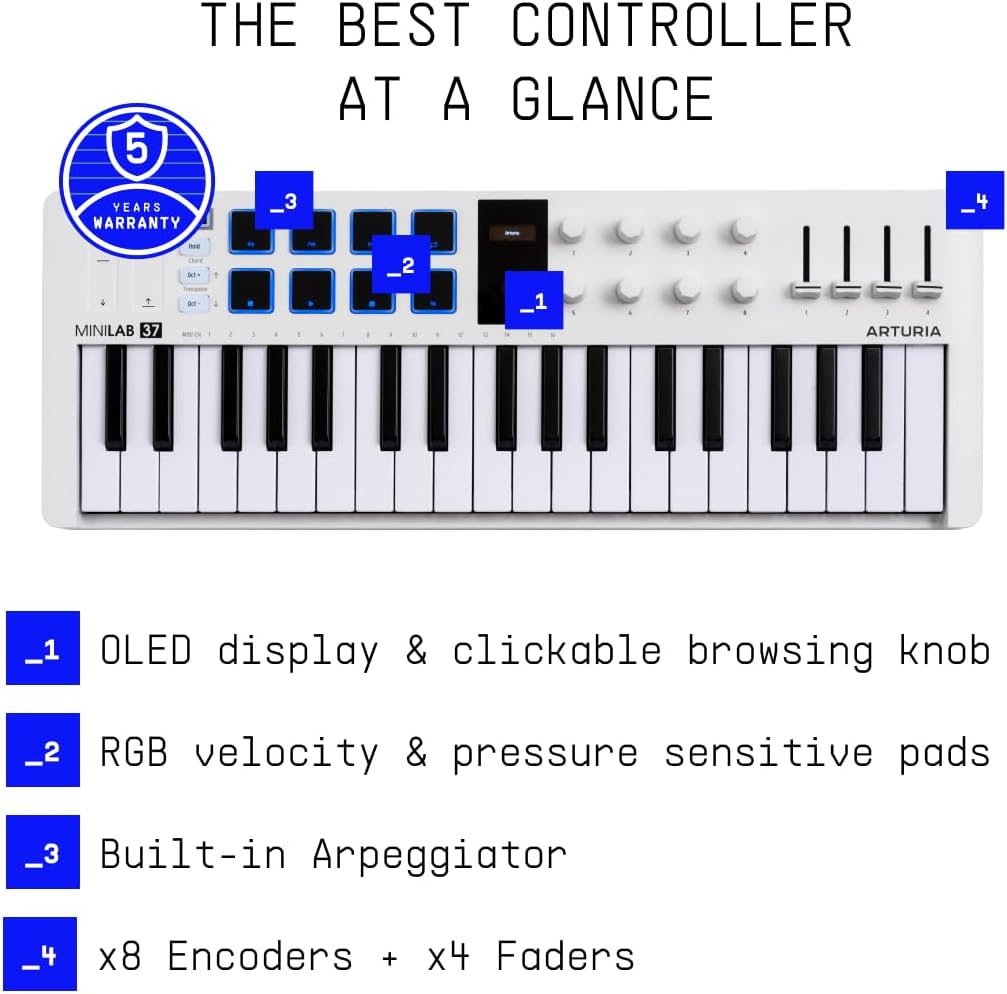 Controlador de teclado MIDI Arturia MiniLab 37 \u2013 37 teclas del...