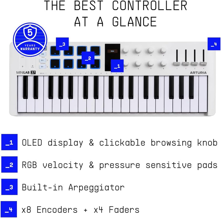 Controlador de teclado MIDI Arturia MiniLab 37 \u2013 37 teclas del...