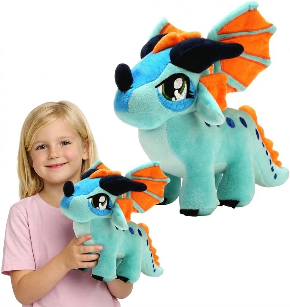 Juguete de peluche de dragón de alas de fuego, almohada de felpa de dragón alado de fuego, animales de peluche de dragón Rainwing, linda muñeca de dragón, regalos adecuados para niños (azul)