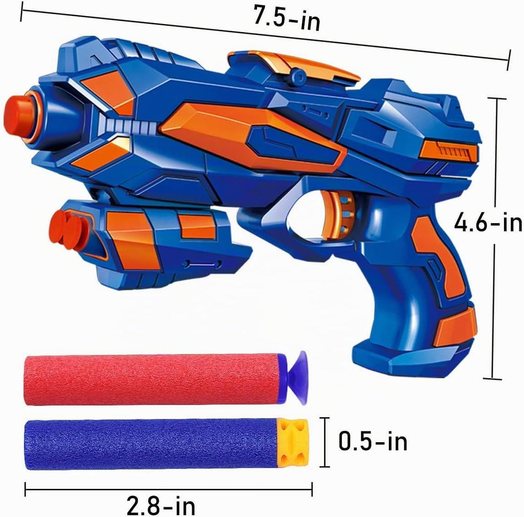 POKONBOY Paquete de 4 pistolas bláster compatibles con balas Nerf Guns, pistolas de juguete para niños y niñas con 80 dardos de repuesto de espuma, juguetes de pistola de mano para niños de 6 años o