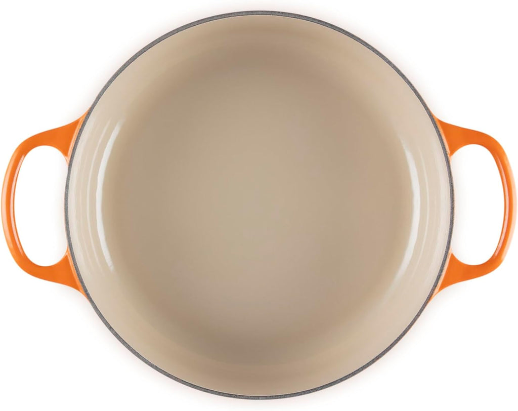 Le Creuset - Olla holandesa ancha, redonda y única de hierro fundido esmaltado, de 6.75 cuartos de galón, Fuego