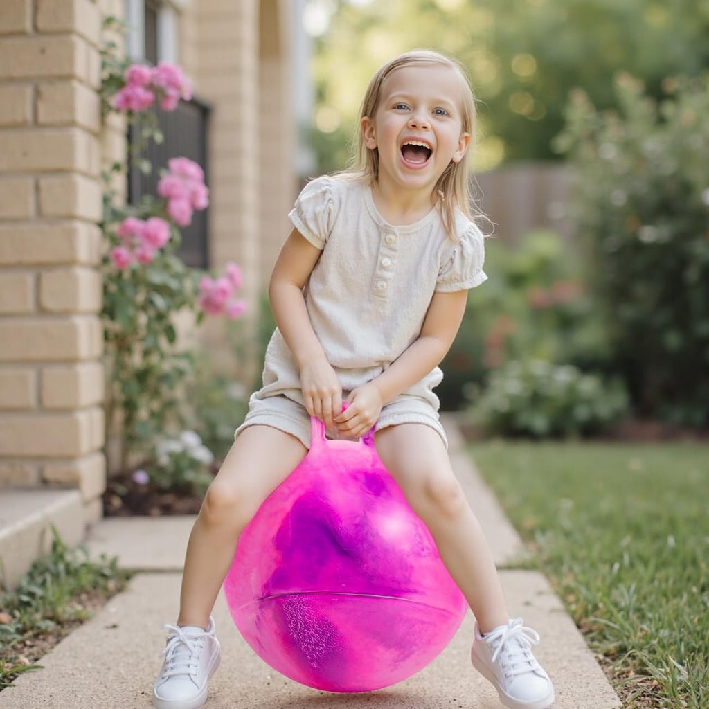 Upper Rider - Pelota de tolva para niños de 3 a 8 años, pelota hinchable de 18 pulgadas con asa, color rosa