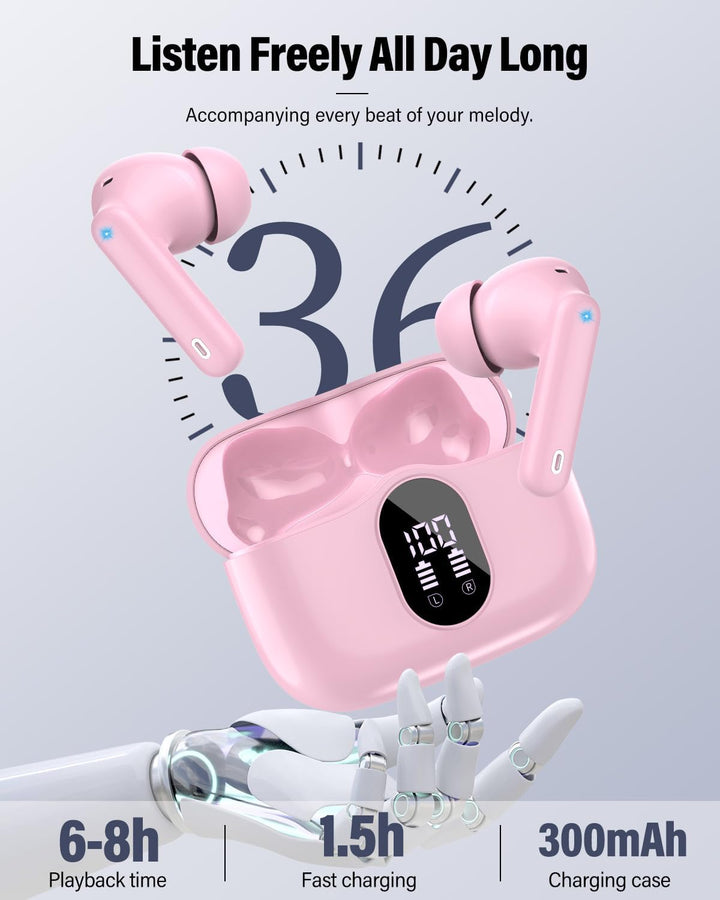 Auriculares inalámbricos, auriculares Bluetooth 5.4 con graves esté...