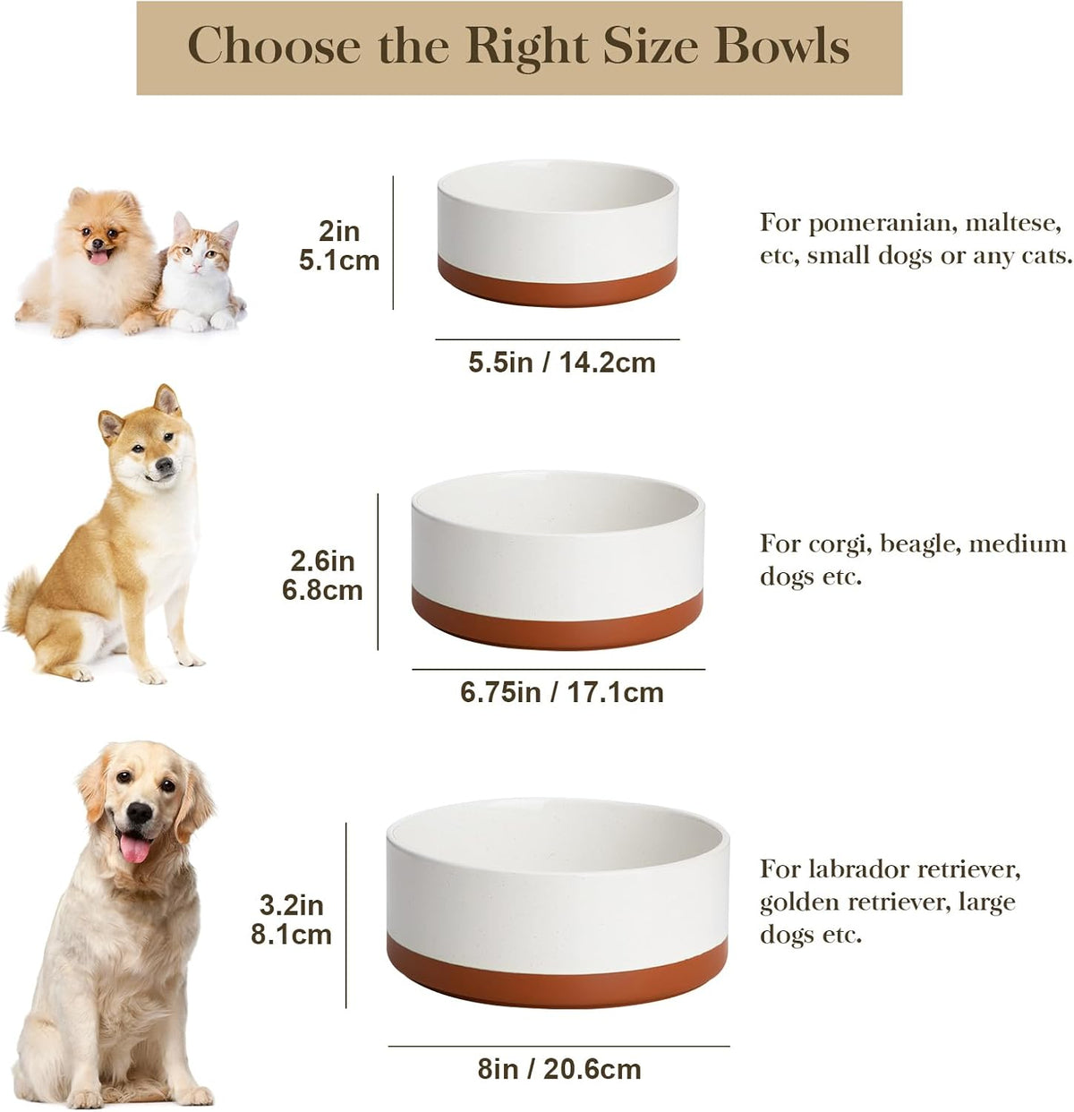 MALACASA Cuencos de cerámica para perros y agua para perros de tamaño grande, 6 tazas de capacidad para perros grandes (L-6 tazas)