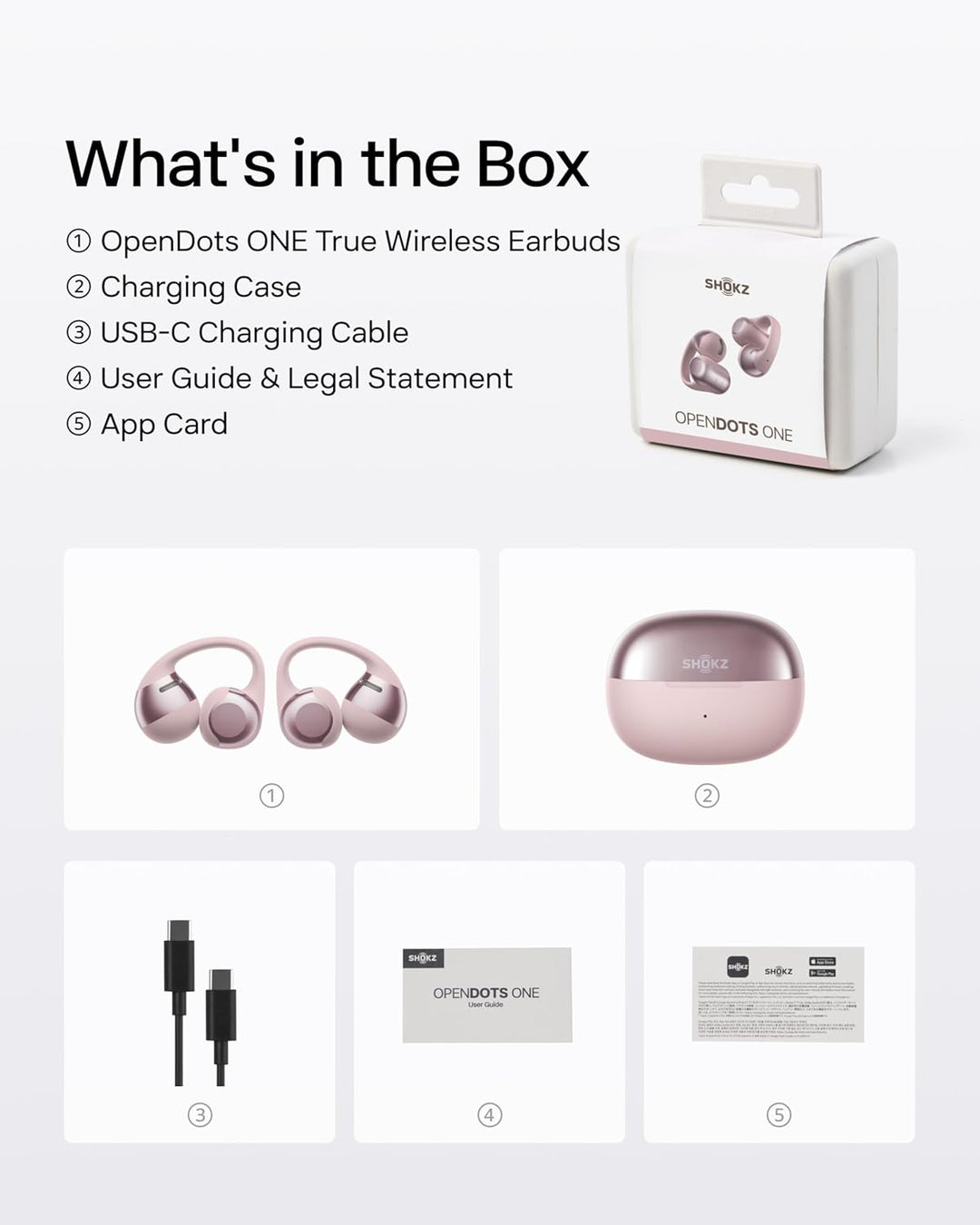 SHOKZ OpenDots ONE - Auriculares de oído abierto, Auriculares de cl...
