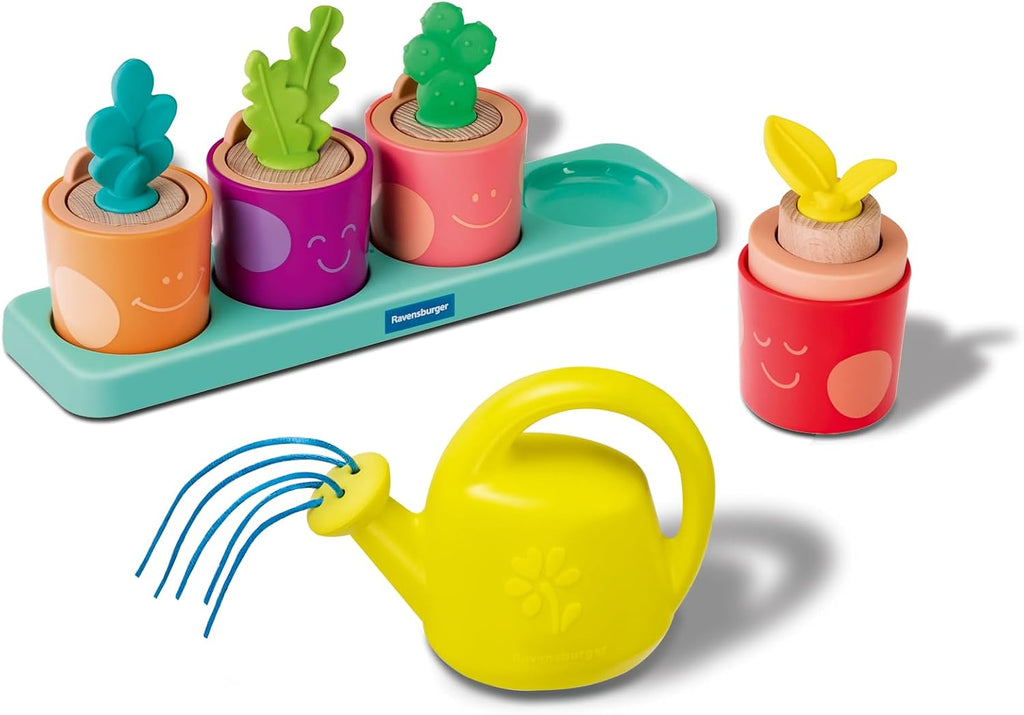 Ravensburger Juego de rompecabezas y juego de Play+ - My Little Plants - Juego de clavijas Montessori de clasificación y apilamiento de madera para niños pequeños