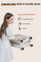 HotWay Equipaje de mano con mango de cuero, maleta sin cremallera de policarbonato con ruedas giratorias y cerraduras TSA, equipaje aprobado por aerolíneas de 22 x 14 x 9 para viajes, Gris, Equipaje