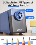 Sacapuntas eléctrico, resistente para aula, 0.236-0.472 in, azul