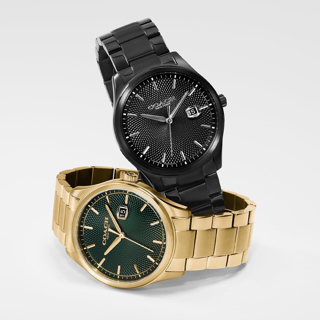 COACH Reloj Oliver 3H de cuarzo para hombre, tamaño de caja de 1.614 in, pulsera de acero inoxidable, visualización de fecha, clásico para todos los días, regalo para él