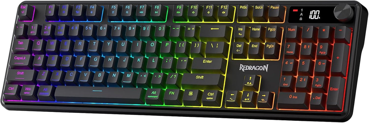 Redragon K526 PRO Teclado inalámbrico RGB para juegos, pantalla LED...