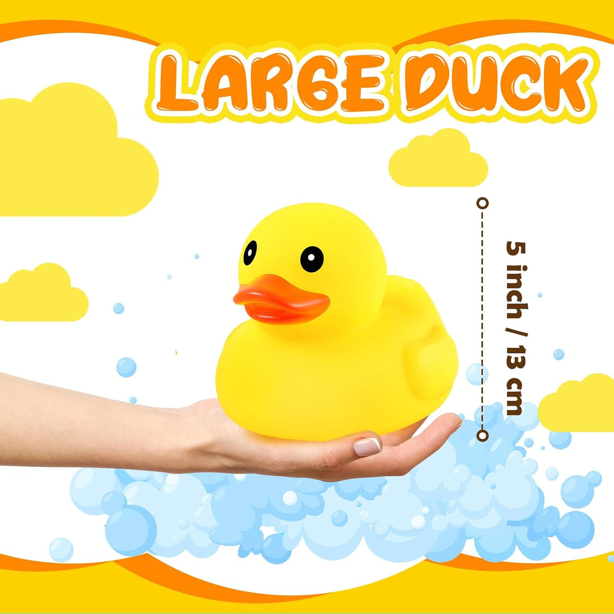 Deekin - 20 patos de goma grandes, juguetes de baño chirriantes amarillos