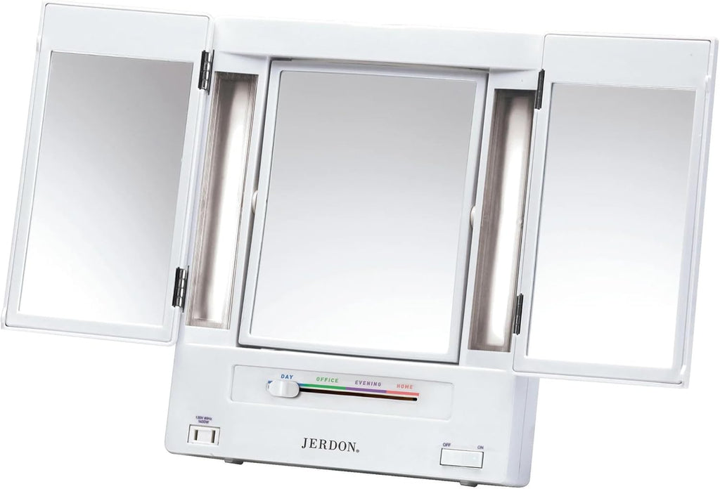 JERDON Espejo de maquillaje iluminado con aumento 5X - Blanco - JGL9W
