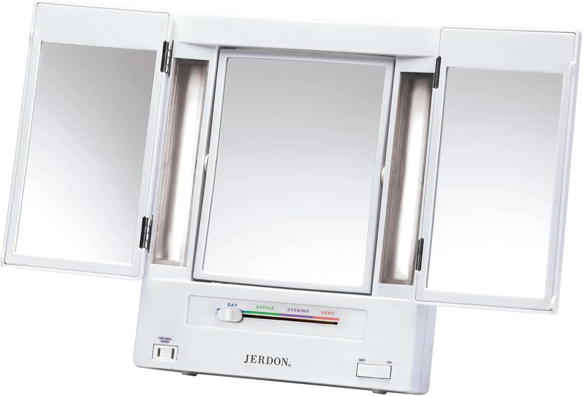 JERDON Espejo de maquillaje iluminado con aumento 5X - Blanco - JGL9W