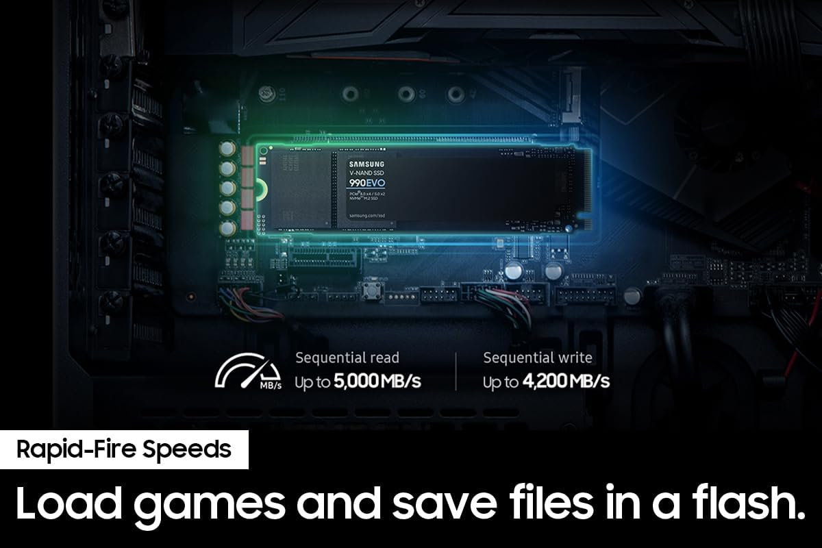 SAMSUNG 990 EVO SSD 2TB, PCIe Gen 4x4, Gen 5x2 M.2 2280 NVMe Unidad...