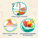 B. toys - Fregadero de juego, fregadero Splash-n-Scrub con grifo de agua corriente