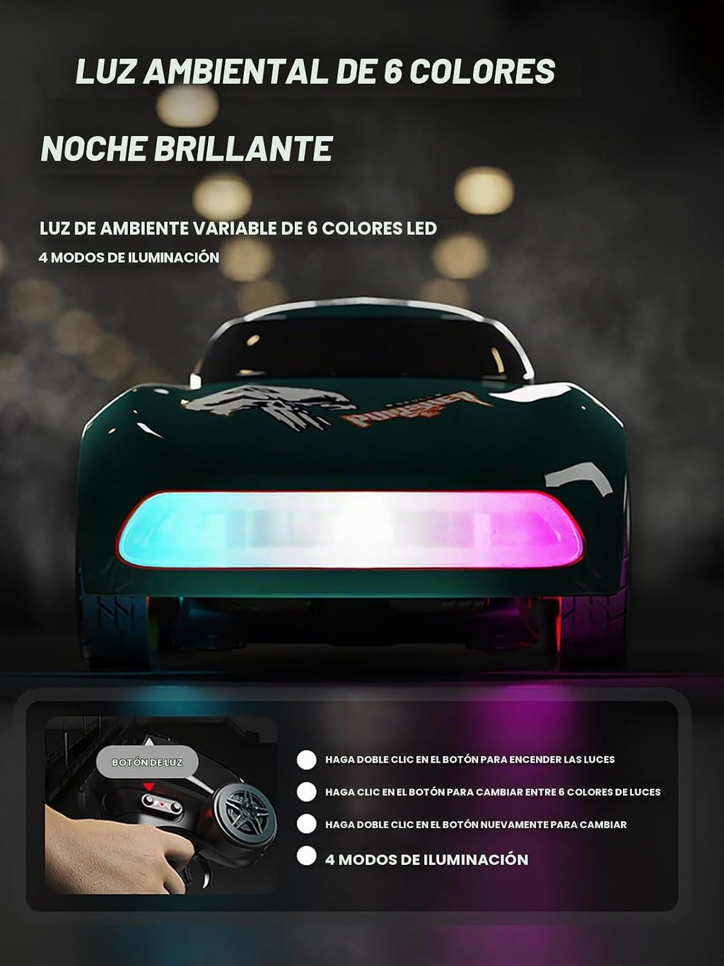 ANTSIR Auto RC 1/64 Drift, 7 luces LED coloridas 4WD RTR Regalo deportivo de carreras