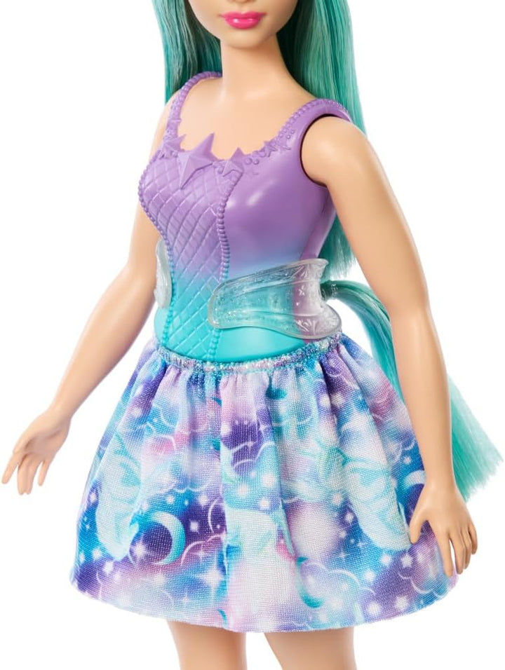 Barbie Muñeca de unicornio con pelo de fantasía turquesa, atuendo p...