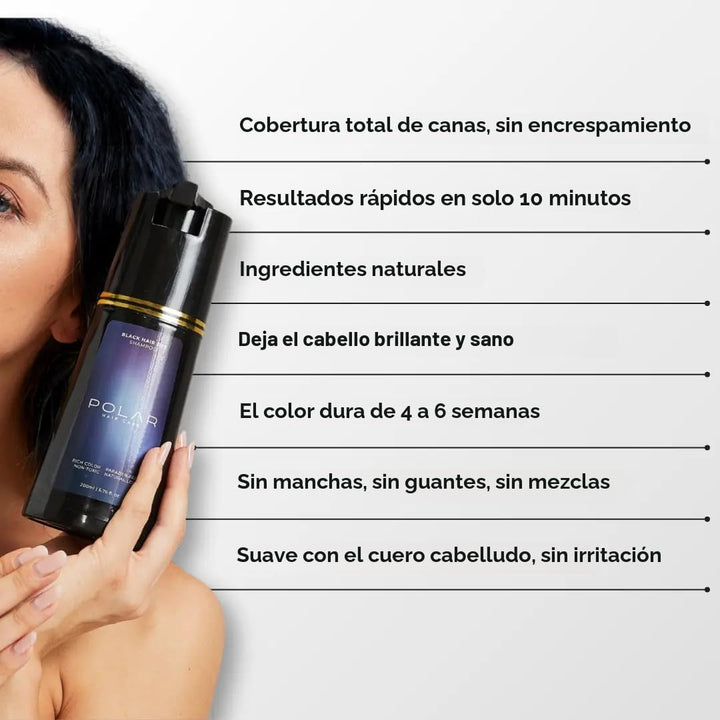 POLAR HAIR CARE Kit de Champú Tinte de Cabello Natural Vegano Semip...