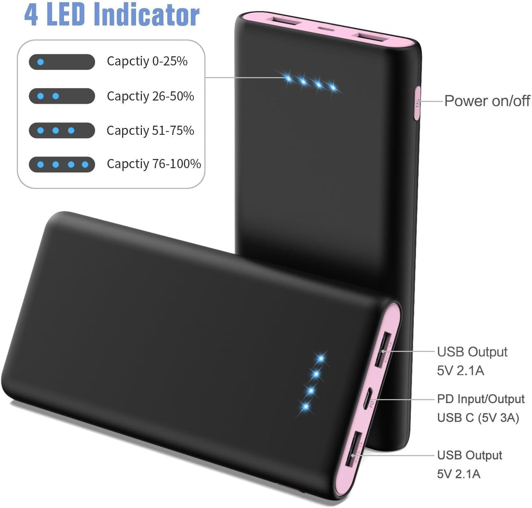 Cargador portátil de 25,800 mAh, 5 V\/3 A USB C de entrada y salida...