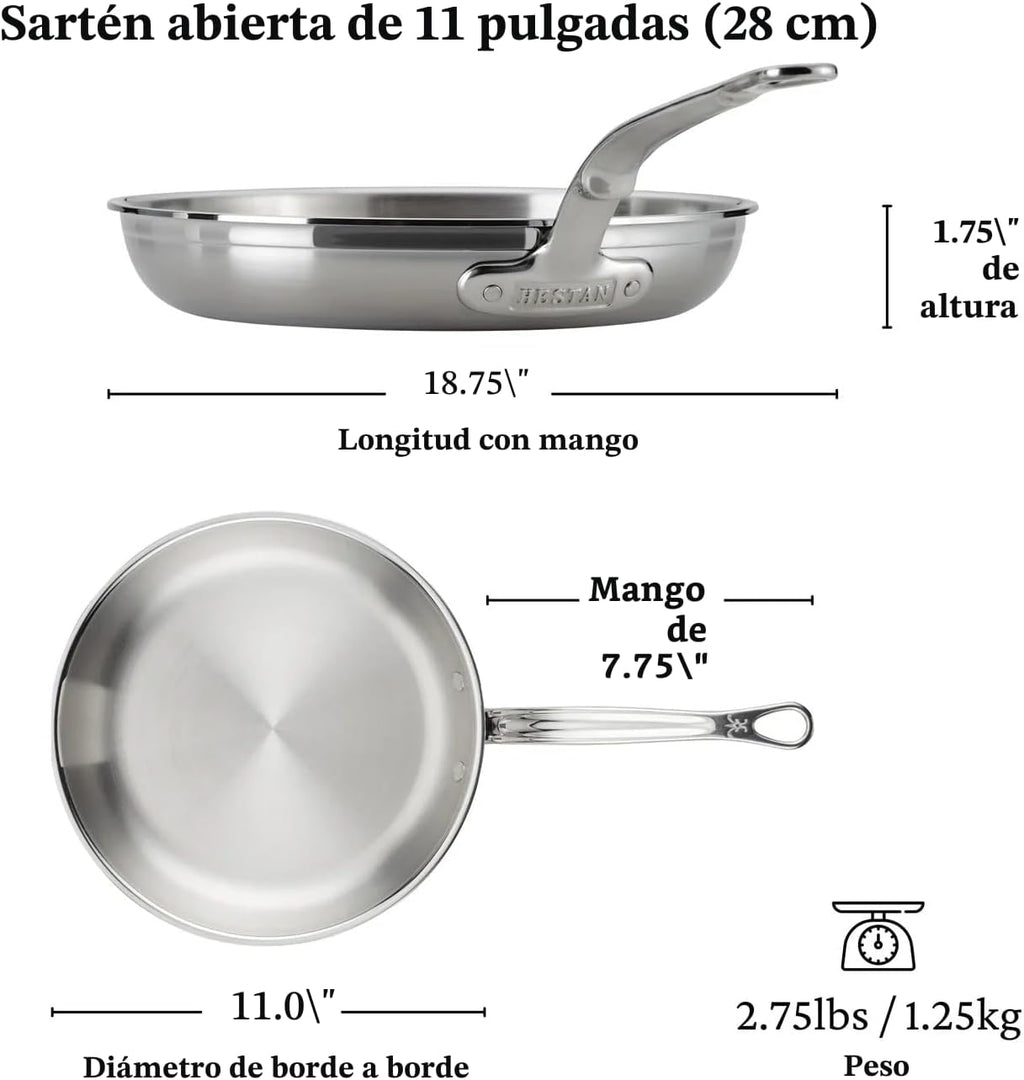Hestan - Colección ProBond - Juego de utensilios de cocina profesional de acero inoxidable de 10 piezas, compatible con placa de inducción