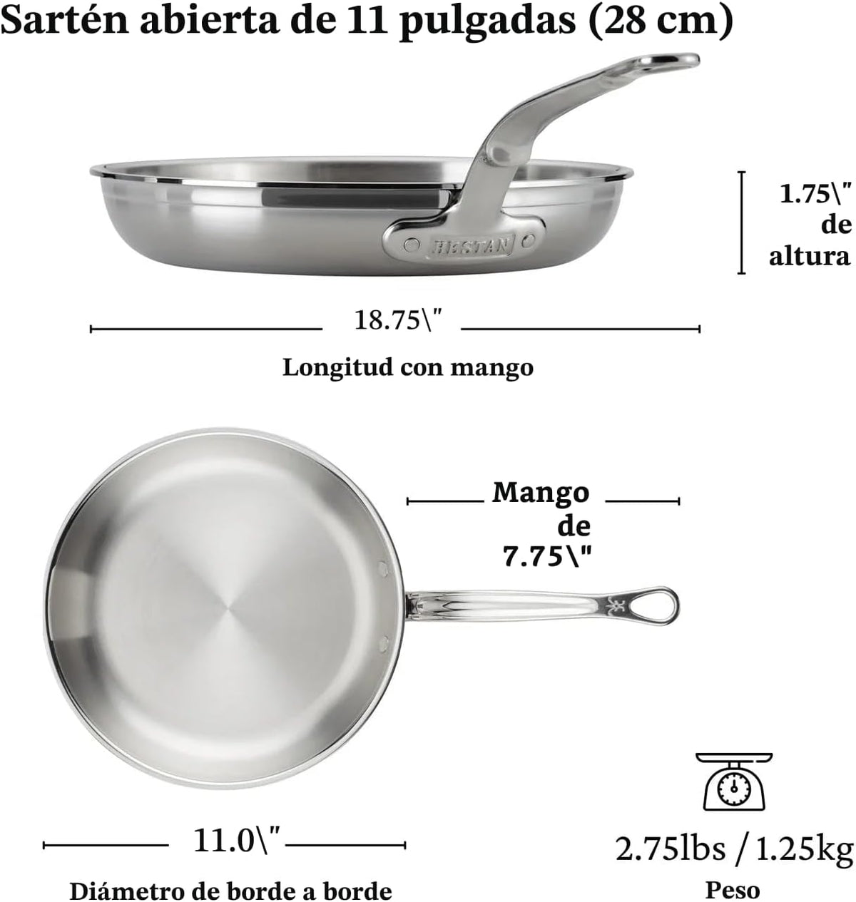 Hestan - Colección ProBond - Juego de utensilios de cocina profesional de acero inoxidable de 10 piezas, compatible con placa de inducción