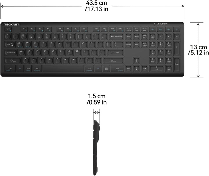 TECKNET Teclado Bluetooth recargable, conmutación libre de 4 dispos...
