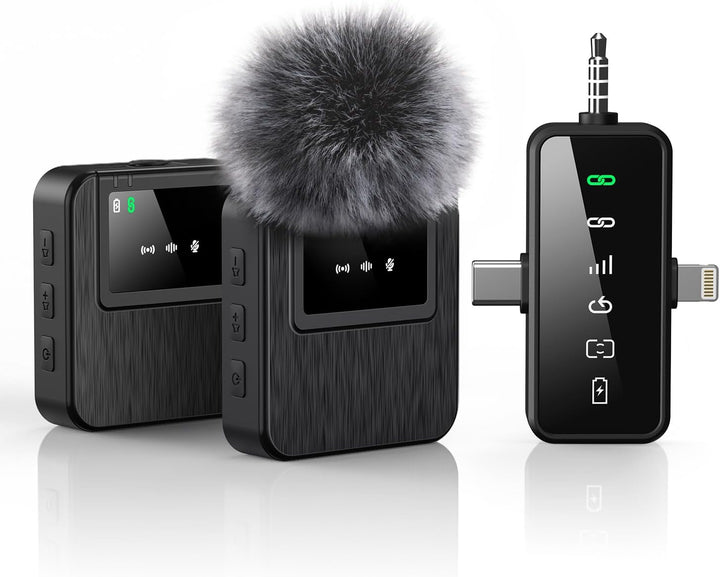 BAILIXIN Micrófono Lavalier inalámbrico para iPhone, Android, cámar...