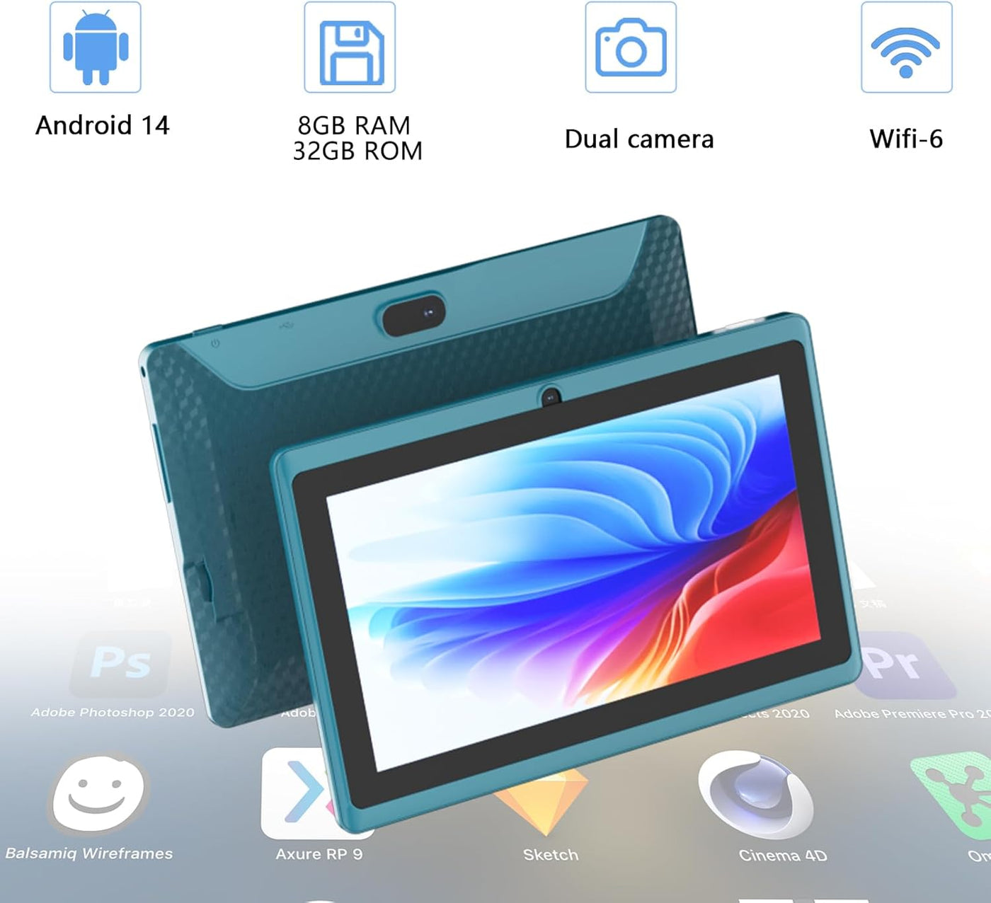 ZZB Tablet Android 14 de 7 pulgadas, 8 GB de RAM (4 GB expandible)...