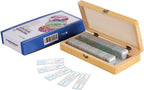 Microscopio AmScope PS50 preparado portaobjetos de set para Biológica Básica Ciencia Educación, 50 Diapositivas, incluye carcasa ajustable de madera