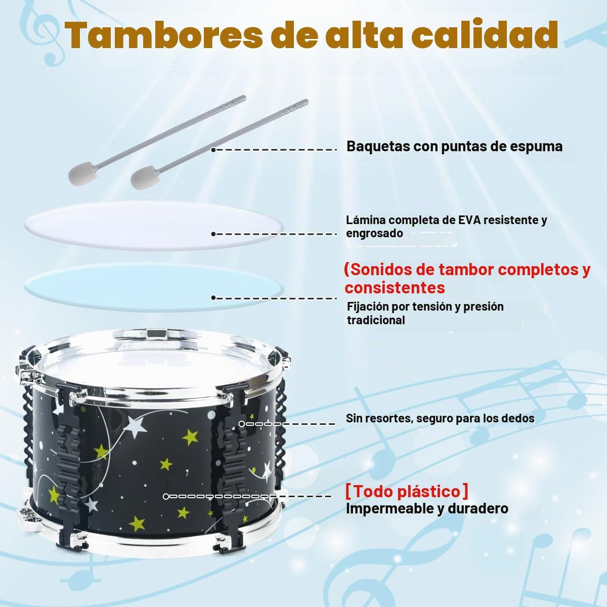 Juego de batería para niños pequeños de 3 a 5 años