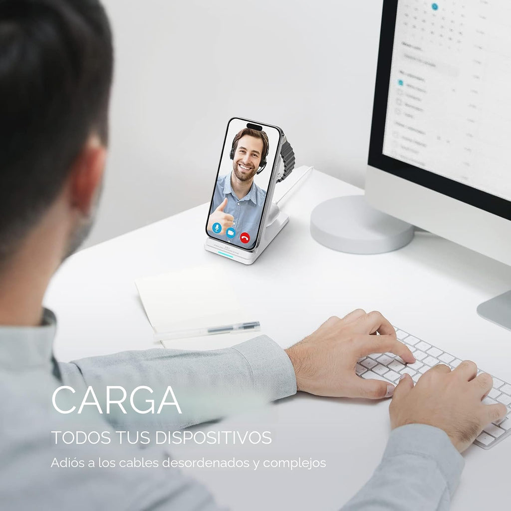 Estación de carga inalámbrica rápida 3 en 1 para múltiples dispositivos