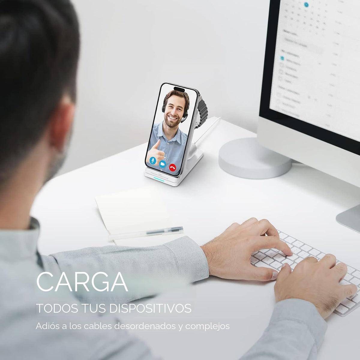 Estación de carga inalámbrica rápida 3 en 1 para múltiples dispositivos