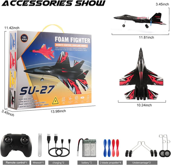 RoofWorld Nueva actualización de avión SU27 RC, juguetes de combate...