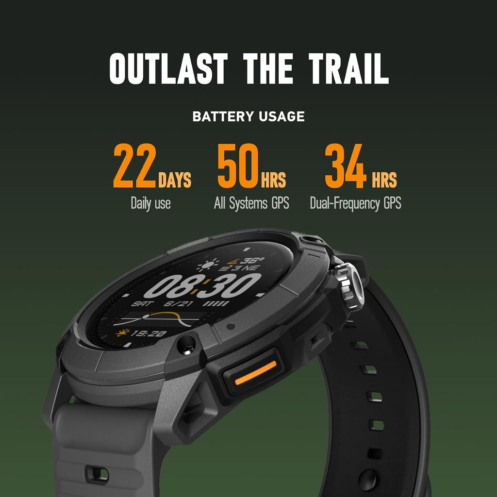 COROS Nomad - Reloj inteligente con GPS para exteriores, pantalla táctil MIP de 1.3 pulgadas, mapas globales con navegación paso a paso, 22 días de duración de la batería, notas de voz, notas de voz
