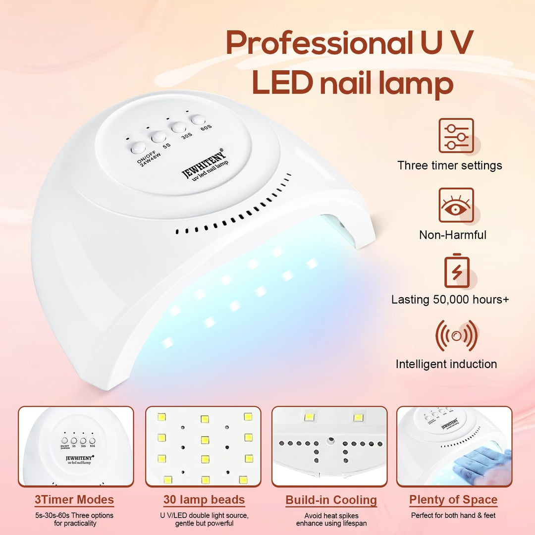 JEWHITENY Kit de Gel de Extensión Poly con Lámpara LED para Uñas de...