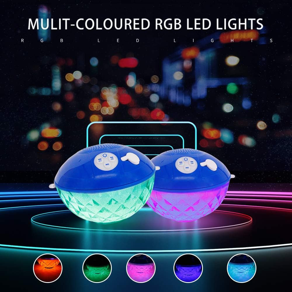 Altavoces Bluetooth con luces coloridas, portátil, con nivel de pro...