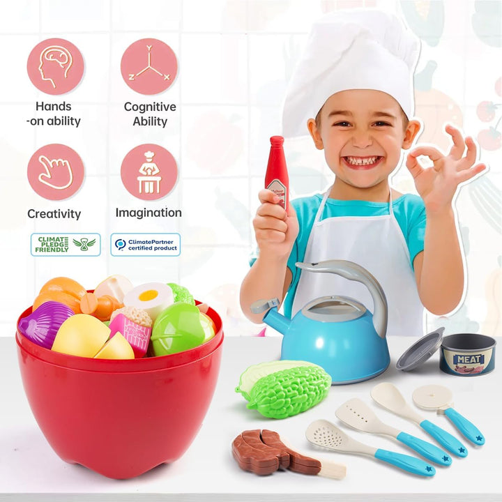 Juego de cocina de 100 piezas, ollas de juego de simulación para ni...