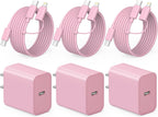 Cargador de carga rápida para iPhone 17, 16, 15, paquete de 3 cargadores USB C, cable Lightning de 6 pies y cable USB C tipo C para iPhone 17/17 Plus/17 Pro Max/Air/16/16 Plus/16 Max/15 Pro Max/14 Max