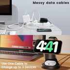 Estación de carga inalámbrica 3 en 1 para dispositivos Apple, cargador Magsafe para iPhone 17 16 15 14 13 12 Pro/Max/Plus/Mini estación de carga inalámbrica para AirPods 2/3/4/Pro iWatch Ultra11/10/9/8/7/SE/6/5/4/3/2