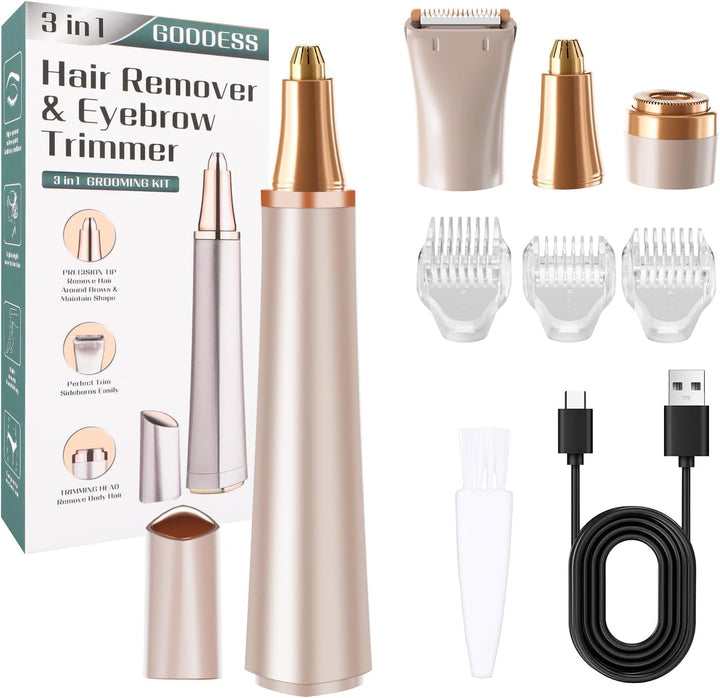 Afeitadora facial 3 en 1 para mujer, recortadora eléctrica de cejas...