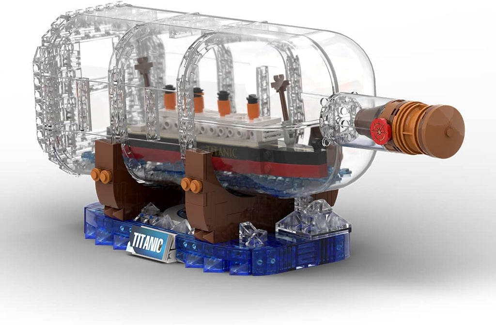 dOvOb - Juego de bloques de construcción de barco Titanic en una botella, conjunto de modelo de exhibición coleccionable creativo, gran idea de regalo de juguete para adultos y niños (878 piezas)